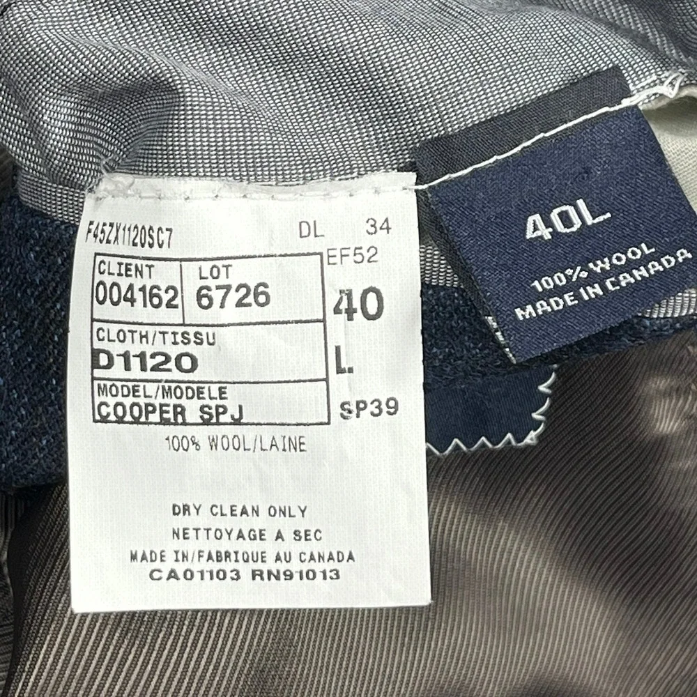 Cremieux Loro Piana Wool Blazer Sport Coat Mens 40L Blue Windowpane *Flaw